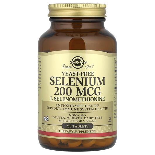 Основное фото товара Solgar, Селен, Yeast-Free Selenium 200 mcg, 250 таблеток