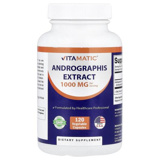 Основне фото товара Vitamatic, Andrographis Extract, Андрографіс, 120 капсул