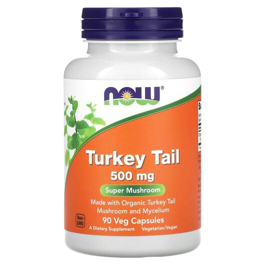 Основне фото товара NOW, Turkey Tail 250 mg, Гриби Хвіст Індички, 90 капсул