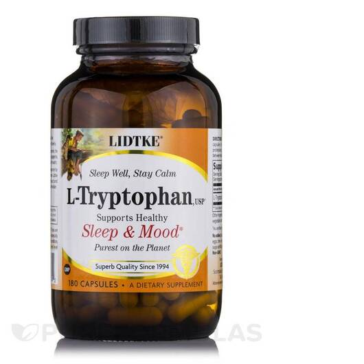 Основное фото товара Lidtke, L-Триптофан, L-Tryptophan 500 mg, 180 капсул