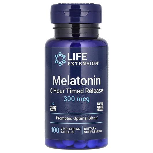 Основное фото товара Мелатонин 300 мкг, Melatonin 6 Hour Timed Release, 100 таблеток
