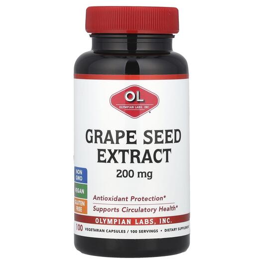 Основное фото товара Grape Seed Extract 200 mg, Экстракт виноградных косточек, 100 кап
