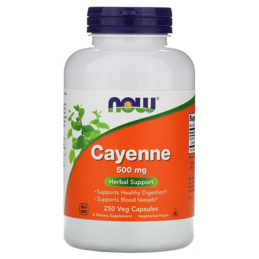 Основное фото товара NOW, Кайенский перец 500 мг, Cayenne 500 mg, 250 капсул