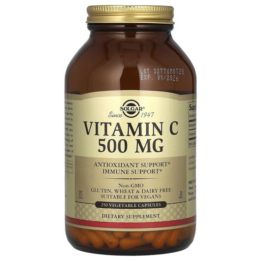 Основное фото товара Solgar, Витамин С 500 мг, Vitamin C 500 mg, 250 капсул