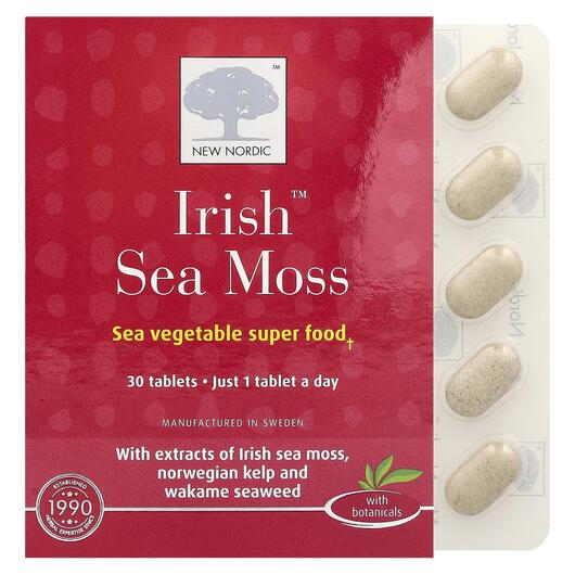 Основное фото товара New Nordic, Ирландский морской мох, Irish Sea Moss, 30 таблеток