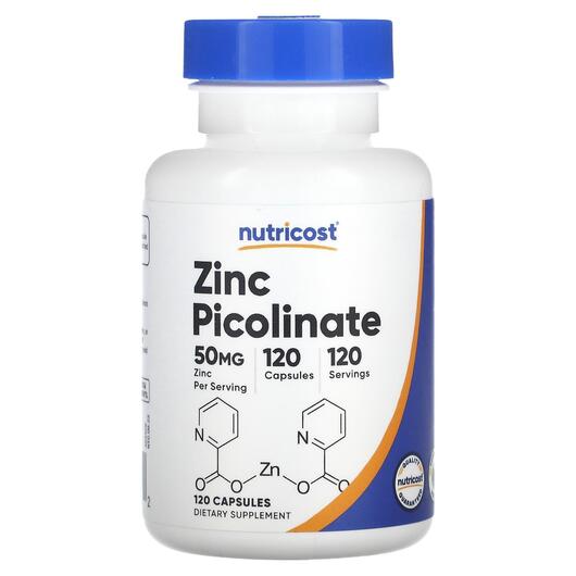 Основное фото товара Nutricost, Цинк Пиколинат, Zinc Picolinate 50 mg, 120 капсул