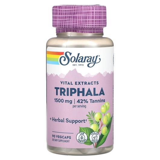 Основное фото товара Solaray, Трифала, Vital Extract Triphala 1500 mg, 90 капсул