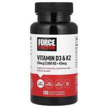 Vitamin D3 & K2 Витамины D3 + K2 Force Factor 120 капсул