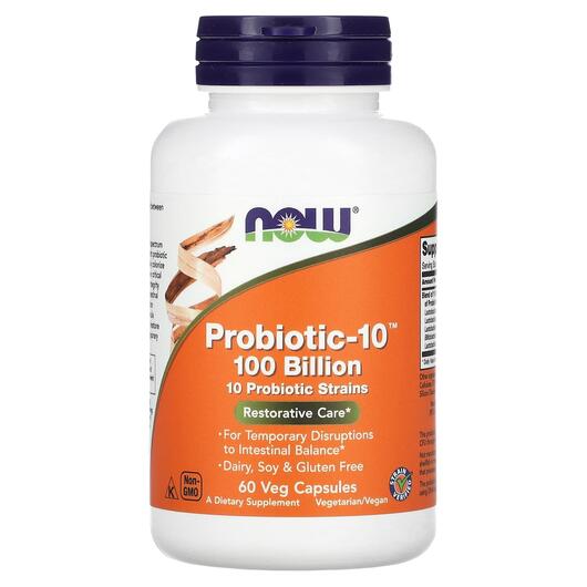 Основное фото товара NOW, Пробиотики 100 млрд, Probiotic-10 100 Bn, 60 капсул
