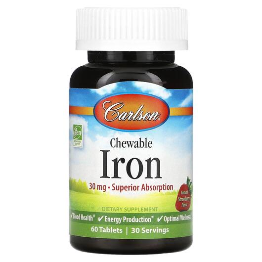 Основное фото товара Carlson, Железо, Chewable Iron, 60 таблеток