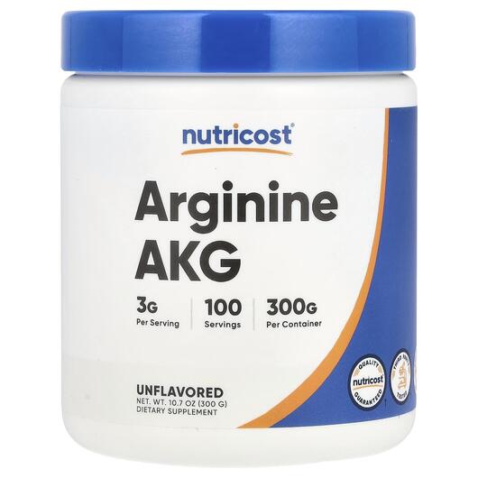 Основное фото товара Nutricost, L-Аргинин, Arginine AKG Unflavored, 300 г