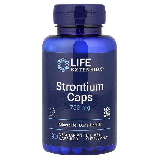 Основное фото товара Life Extension, Стронций 750 мг, Strontium Caps 750 mg, 90 капсул