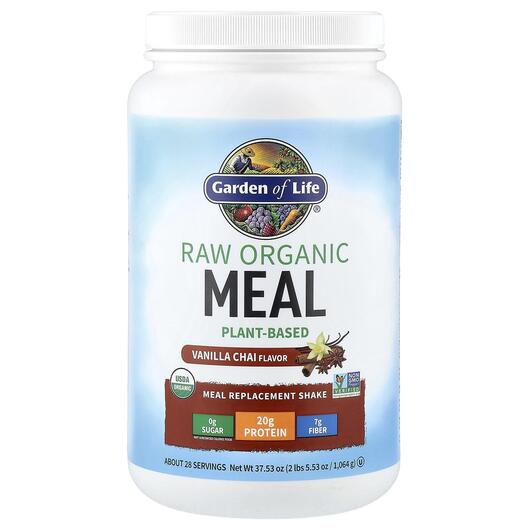 Основне фото товара Garden of Life, RAW Organic Meal Vanilla, Замінник їжі, 1064 г