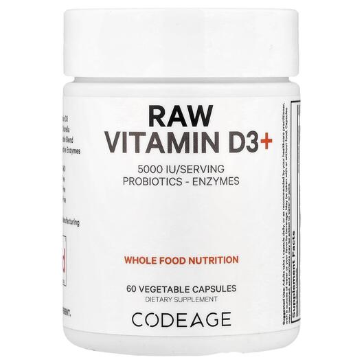 Основное фото товара CodeAge, Витамин D3, Raw Vitamin D3+ 5000 IU, 60 капсул