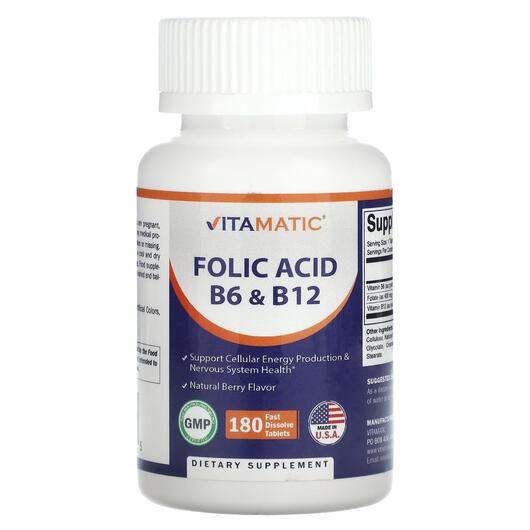Основное фото товара Folic Acid B6 & B12 Natural Berry, Витамин B6 Пиридоксин, 180