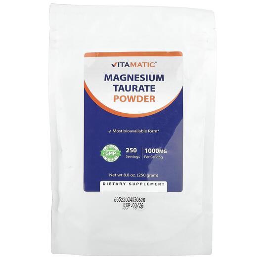 Основное фото товара Vitamatic, Магний Таурат, Magnesium Taurate Powder, 250 г
