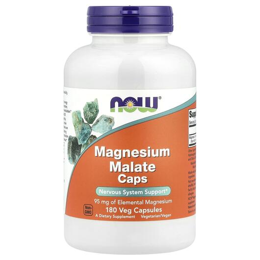 Основное фото товара NOW, Магний Малат, Magnesium Malate Caps, 180 капсул