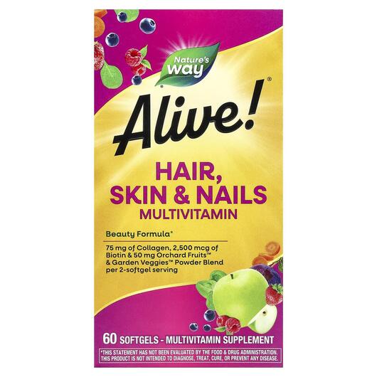 Основное фото товара Витамины для волос, Alive! Hair Skin & Nails, 60 капсул
