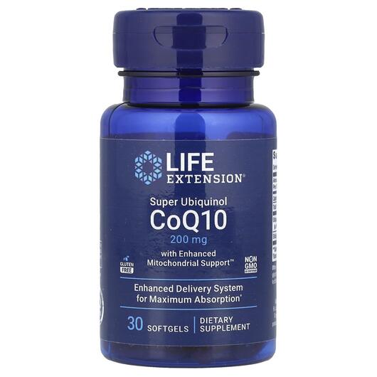 Основное фото товара Убихинол CoQ10 200 мг, Super Ubiquinol CoQ10, 30 капсул