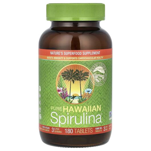 Основное фото товара Спирулина 3000 мг, Pure Hawaiian Spirulina, 180 таблеток
