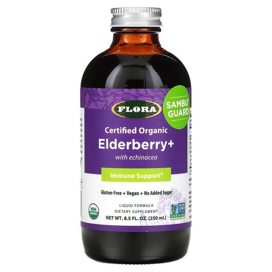Основное фото товара Flora, Сироп из Бузины, Certified Organic Elderberry, 250 мл