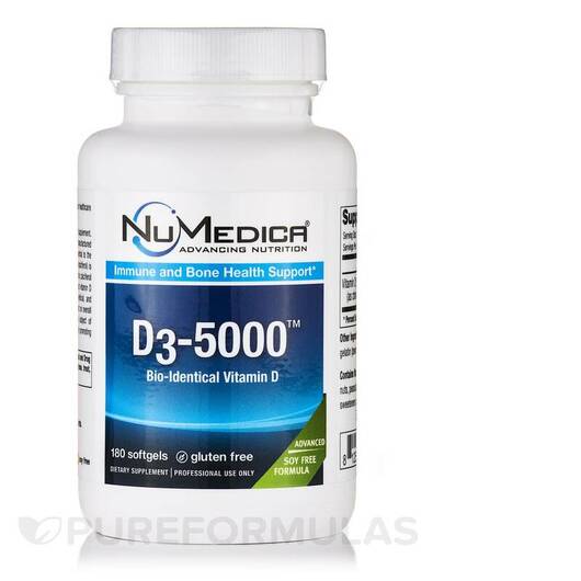 Основне фото товара NuMedica, D3-5000, Вітамін D3, 180 капсул