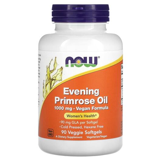 Основне фото товара NOW, Evening Primrose Oil, Масло примули вечірньої, 90 капсул