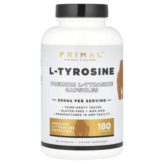 Основное фото товара PrePrimal, L-Тирозин, L-Tyrosine 500 mg, 180 капсул