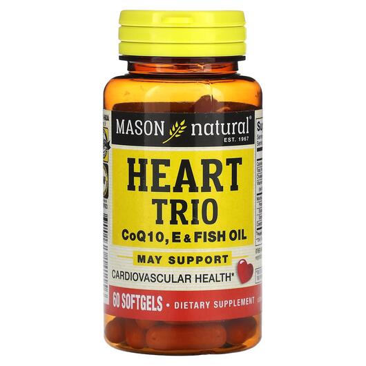 Основное фото товара Mason, Коэнзим CoQ10, Heart Trio CoQ10 E & Fish Oil, 60 капсу