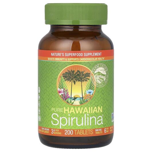 Основное фото товара Гавайская спирулина 500 мг, Pure Hawaiian Spirulina, 200 таблеток