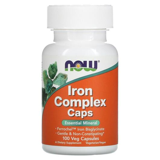 Основное фото товара NOW, Железо, Iron Complex Caps, 100 капсул