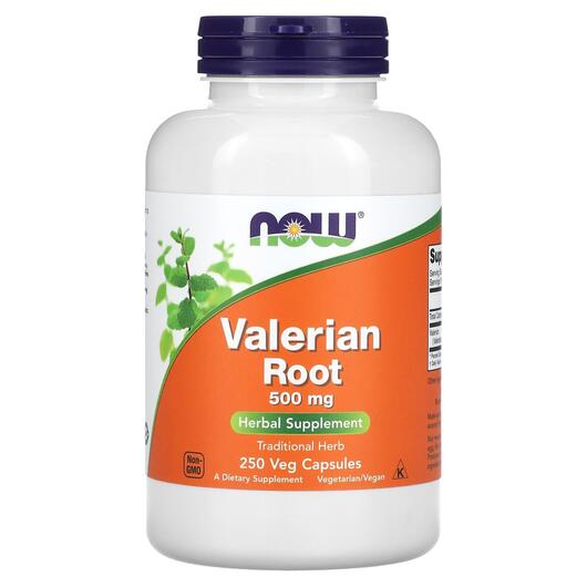 Основное фото товара NOW, Валериана 500 мг Корень, Valerian Root 500 mg, 250 капсул