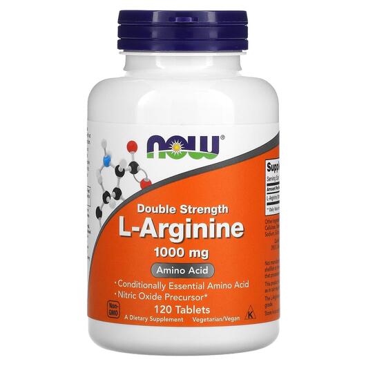 Основне фото товара NOW, L-Arginine 1000 mg, L аргінін 1000 мг, 120 таблеток