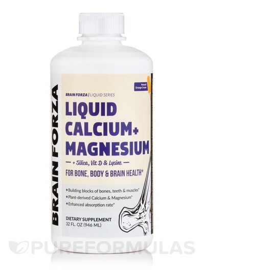 Основное фото товара Brain Forza, Кальций, Liquid Calcium + Magnesium, 946 мл