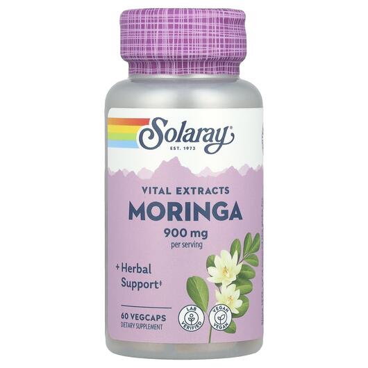Основное фото товара Solaray, Моринга 450 мг, Moringa Leaf Extract, 60 капсул