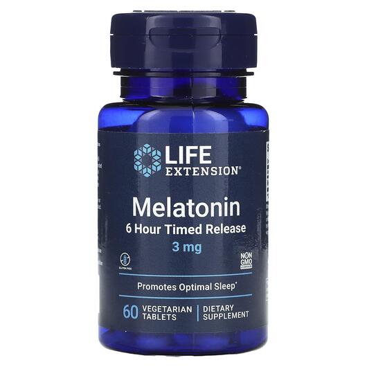 Основное фото товара Мелатонин 3 мг, Melatonin 6 Hour Timed Release, 60 таблеток