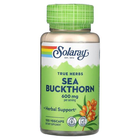 Основное фото товара Solaray, Облепиха, True Herbs Sea Buckthorn 600 mg, 100 капсул