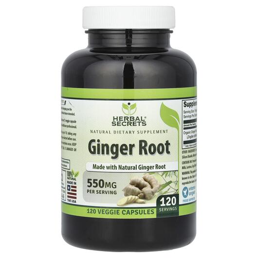 Основное фото товара Herbal Secrets, Корень Имбиря, Ginger Root 550 mg, 120 капсул