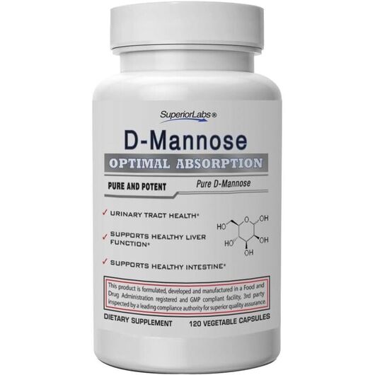 Основное фото товара Superior Labs, Д-манноза, D-Mannose 500 mg, 120 капсул