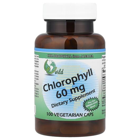 Основное фото товара World Organic, Хлорофилл 60 мг, Chlorophyll 60 mg, 100 капсул