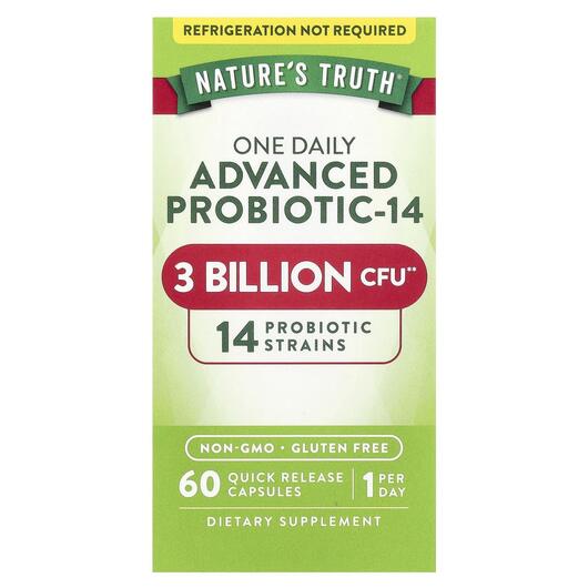 Основное фото товара One Daily Advanced Probiotic-14 3 Billion CFU, Пробиотики, 60 кап