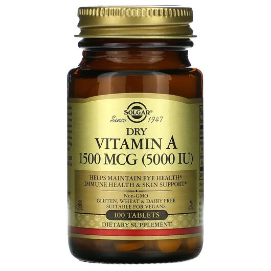 Основное фото товара Сухой Витамин А 5000 МЕ, Dry Vitamin A 1500 mcg, 100 таблеток