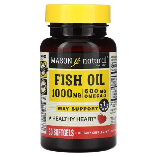 Основное фото товара Mason, Омега 3, Fish Oil 1000 mg, 30 капсул
