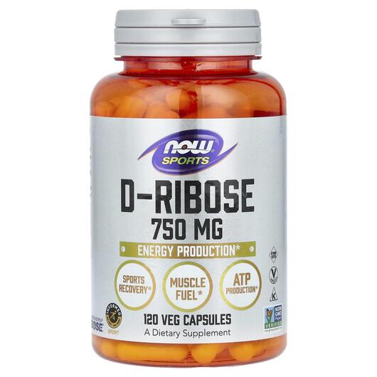 Основное фото товара NOW, D-Рибоза 750 мг, Sports D-Ribose 750 mg, 120 капсул