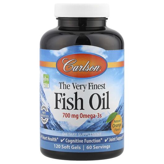 Основное фото товара The Very Finest Fish Oil Natural Orange, Омега 3, 120 мягких геле