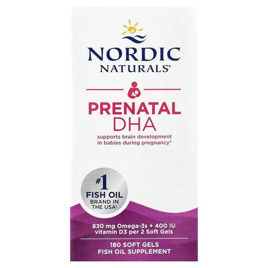 Основное фото товара Пренатальная ДГК 500 мг, Prenatal DHA, 180 капсул