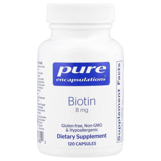 Основное фото товара Pure Encapsulations, Витамин B7 Биотин, Biotin 8 mg, 120 капсул