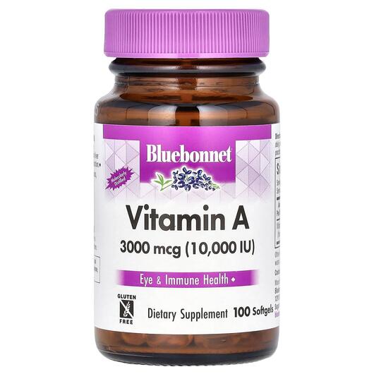 Основне фото товара Bluebonnet Nutrition, Vitamin A 10000 IU, Вітамін А, 100 капсул