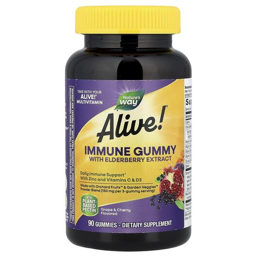 Основное фото товара Alive! Immune Gummies Grape/Cherry, Поддержка иммунитета, 90 табл