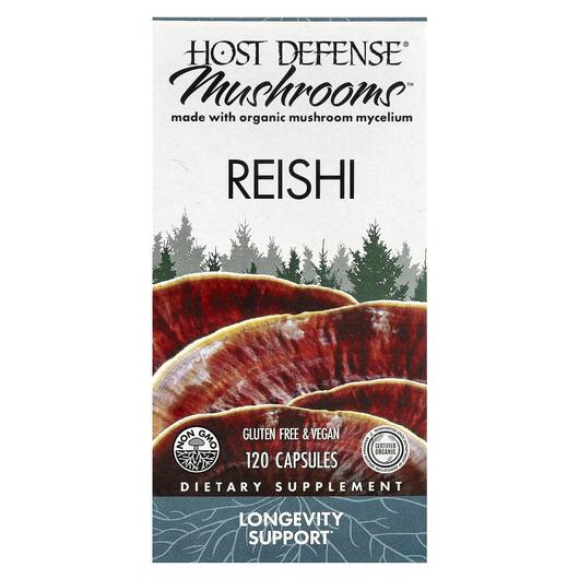 Основное фото товара Host Defense Mushrooms, Грибы Рейши, Reishi, 120 капсул